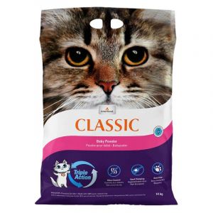 Intersand Classic baby powder Cementējošās smiltis kaķu tualetēm ar bērnu pūderi 14kg