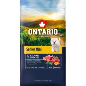 Ontario Senior Mini Lamb and Brown Rice mazo šķirņu suņiem senioriem ar jēru un brūnajiem rīsiem 6.5kg