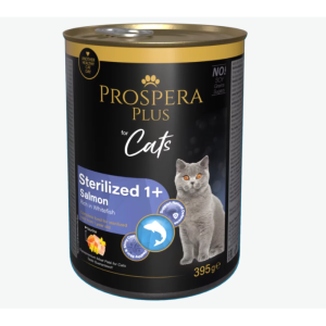 Prospera Plus Cat, Meat Paté Sterilized 1+, Salmon with Whitefish konservi kaķiem pastēte lasis ar baltajām zivīm 395g