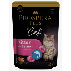 Prospera Plus, Cat Pouch Kitten, Salmon and Carrot konservi kaķēniem ar lasi un burkāniem 85g