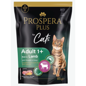 Prospera Plus, Cat Pouch Adult 1+, Lamb and Pumpkins konservi kaķiem ar jēru un ķirbi mērcē 85g