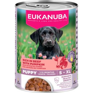 Eukanuba CAN LC PUP AB BEEF&PUMP konservi kucēniem ar liellopu un ķirbi 6 x 400g