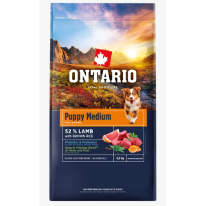 Ontario Puppy Medium Lamb and Brown Rice barība vidējo šķirņu kucēniem ar jēru un brūnajiem rīsiem 6.5kg