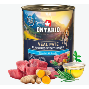 Ontario Veal Pate Flavoured with Turmeric konservi suņiem teļa gaļas pastēte ar kurkumu 800g