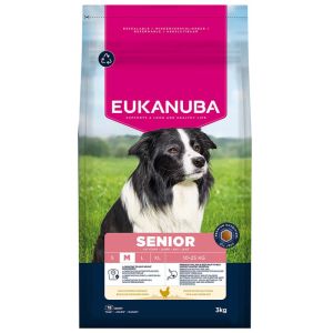  Eukanuba Mature and Senior, Medium, Chicken sausā barība vidējo šķirņu gados vecākiem suņiem ar vistu 3 kg