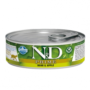N&D NATURAL & DELICIOUS ND Cat Boar & Apple konservi kaķiem 6 x 80g