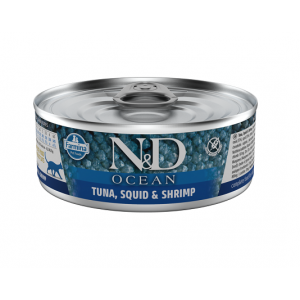 N&D NATURAL & DELICIOUS ND Cat Tuna & Squid & Shrimp konservi kaķiem 80g