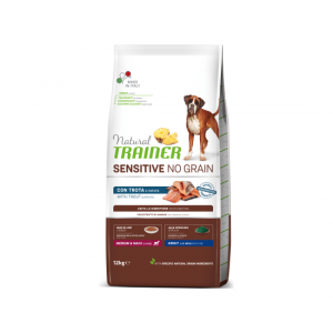 Natural Trainer Medium/Maxi Adult Sensitive no Grain Trout ar foreli 12kg