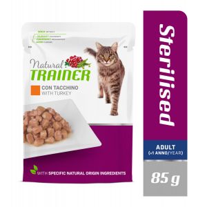 Natural Trainer Adult Sterilised with Turkey konservi sterilizētiem kaķiem ar tītaru 85g