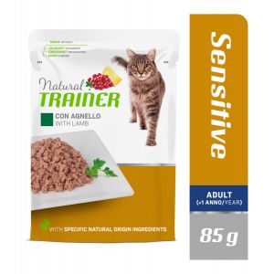 Natural Trainer Adult Sensitive with Lamb konservi jūtīgiem kaķiem ar jēru 85g