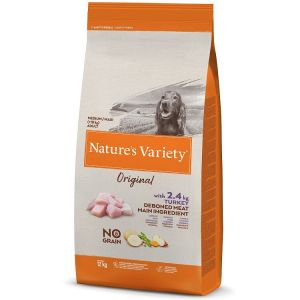 Natures Variety Original Med/Max Adult Turkey No Grain bezgraudu barība vidējo/lielo šķirņu suņiem ar tītaru 12kg