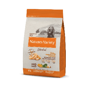 Natures Variety Selected Med/Max Adult Free Range chicken bezgraudu barība vidējo/lielo šķirņu suņiem ar vistu 12kg