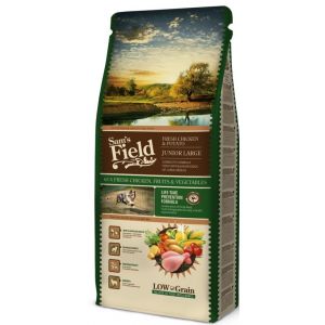 Sams Field Dog Chicken & Potato Junior Large barība lielo šķirņu kucēniem ar vistu 13kg