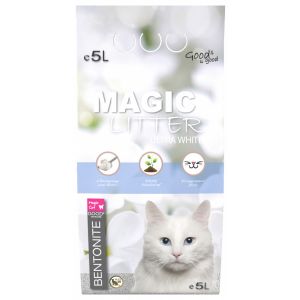 Magic Litter Bentonite Ultra White cementējošās smiltis kaķu tualetēm 5L