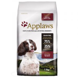 Applaws Adult Dog Chicken with Lamb S/M Breed bezgraudu barība mazo un vidējo šķirņu suņiem ar vistu un jēru 2kg