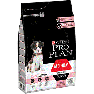 Pro Plan Medium Puppy Sensitive Skin barība vidējo šķirņu kucēniem ar jūtīgu ādu , lasis 3kg