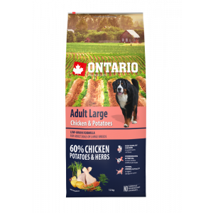 Ontario Dog Adult Large Chicken & Potatoes barība lielo šķirņu suņiem ar vistu 12kg