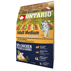 Ontario Dog Adult Medium Chicken & Potatoes barība vidējo šķirņu suņiem ar vistu 2.25kg