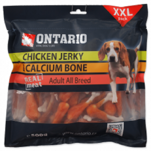 Ontario Chicken Jerky & Calcium Bone,gardums suņiem kauliņi aptīti ar vistas gaļu 500g