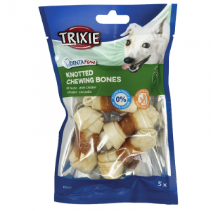 Trixie Knotted Chewing Bones with Chicken gardums suņiem jēlāda ar vistas fileju 5cm, 5*70g.