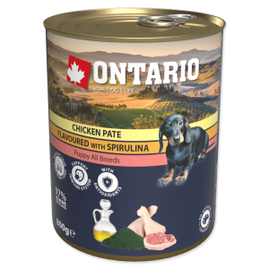 Ontario Dog Puppy Chicken Pate, Spirulina, Salmon Oil konservi kucēniem 800g