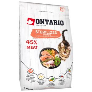 Ontario Cat Sterilised Salmon barība sterilizētiem kaķiem ar lasi 400 gr