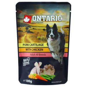 Ontario Dog Pork Cartilage With Chicken In Broth mitrā Super Premium konservi suņiem ar vistu un cūkgaļas skrimšļiem 100g