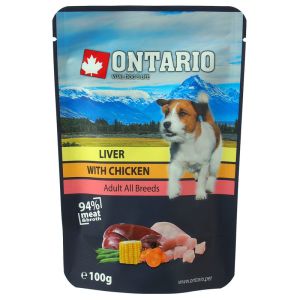 Ontario Dog Liver With Chicken In Broth konservi suņiem ar vistas aknām un vistu buljonā, pieaugušiem suņiem un kucēniem 100g