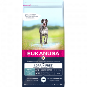  Eukanuba Adult Large Ocean Fish Grain Free, sausā barība suņiem ar zivi 3 kg