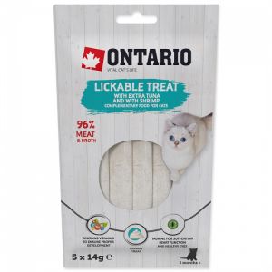 Ontario Lickable Treats With Tuna And Shrimp krēmveida gardums kaķiem ar tunci un garnelēm 5 x 14 g