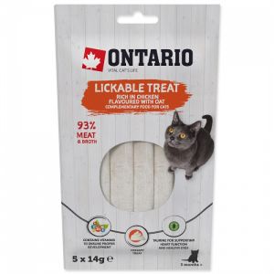 Ontario Lickable Treats Chicken Flavoured With Oat krēmveida gardums kaķiem un kaķēniem 5 x 14g