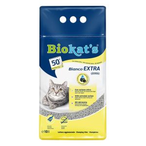 Biokats baltas cementējošās kaķu tualešu smiltis, Bianco Extra 10l