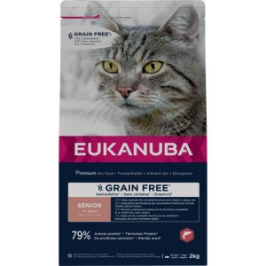 Eukanuba CAT Senior GRAIN FREE Salmon sausā barība gados vecākiem kaķiem ar lasi 2 kg