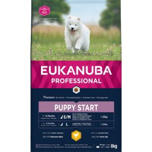 Eukanuba Puppy All Start Chicken sausā barība visu šķirņu kucēniem ar vistu 8kg