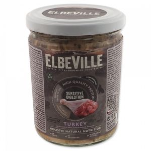 Elbeville Jar Dog Sensitive Digestion, Turkey with added Mint, Chamomile & Spinach konservi suņiem ar jutīgu gremošanu, 440ml