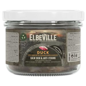 Elbeville Calm Skin And Anti-Itching, Duck With Nettle And Marigold mitrā barība suņiem ar pīli, nātrēm, asinszāli un kliņģerītēm, pret sakairinātu ādu un niezi 220ml