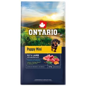 Ontario Dog Puppy Mini Lamb & Brown Rice barība mazo šķirņu kucēniem 6.5kg