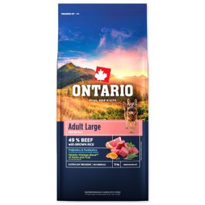 Ontario Adult Large Beef and Brown Rice barība lielo šķirņu suņiem ar liellopu un brūnajiem rīsiem 12kg