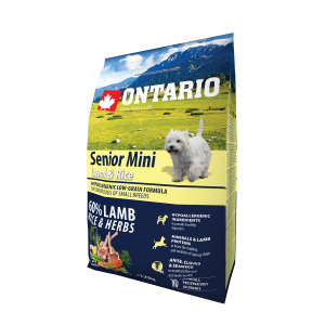 Ontario Dog Senior Mini Lamb & Rice barība mazo šķirņu suņiem ar jēru 2.25kg