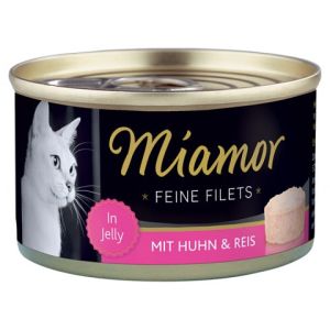 MIAMOR Feine Fillets Huhn&Hamm in Jelly Konservi kaķiem ar vistu un šķiņki 100g