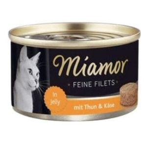 MIAMOR Feine Fillets Thun&Kase in Jelly Konservi kaķiem ar tunci un sieru 100g