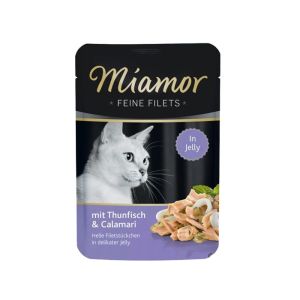MIAMOR Feine Fillets Thunfisch&Calamari in Jelly Konservi kaķiem ar tunci un kalmāriem 100g