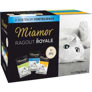 Miamor Ragout Royale Mix in Jelly maigi gaļas gabaliņi želējā kaķiem, 3 veidu asorti: 3 x tītars, 3 x lasis, 3 x trusis 12x100g