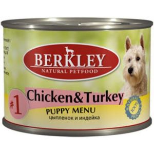 Berkley Puppy Chicken&Turkey konservi kucēniem ar vistu un tītaru 6x200g