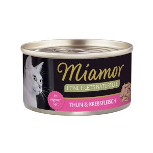 MIAMOR Feine Fillets Naturelle Thun&Krebs Konservi kaķiem ar tunča filejas gabaliņiem un krabju gaļu savā sulā 80g