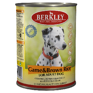 Berkley Dog Game&Brown Rice konservi suņiem ar medījumu un rīsiem 400g