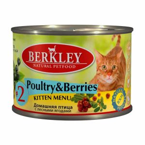 Berkley Kitten Poultry&Berries konservi kaķēniem ar mājputnu gaļu un ogām 200g