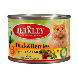 Berkley Cat Duck&Berries konservi kaķiem ar pīli un ogām 12x 200g