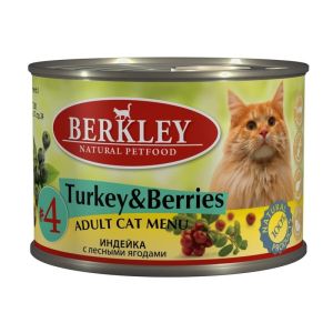 Berkley Cat Turkey&Berries konservi kaķiem ar tītaru un ogām 12x200g