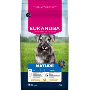 Eukanuba Mature and Senior, Small/Medium, mazo šķirņu pieaugušiem gados vecākiem suņiem ar vistu 3kg